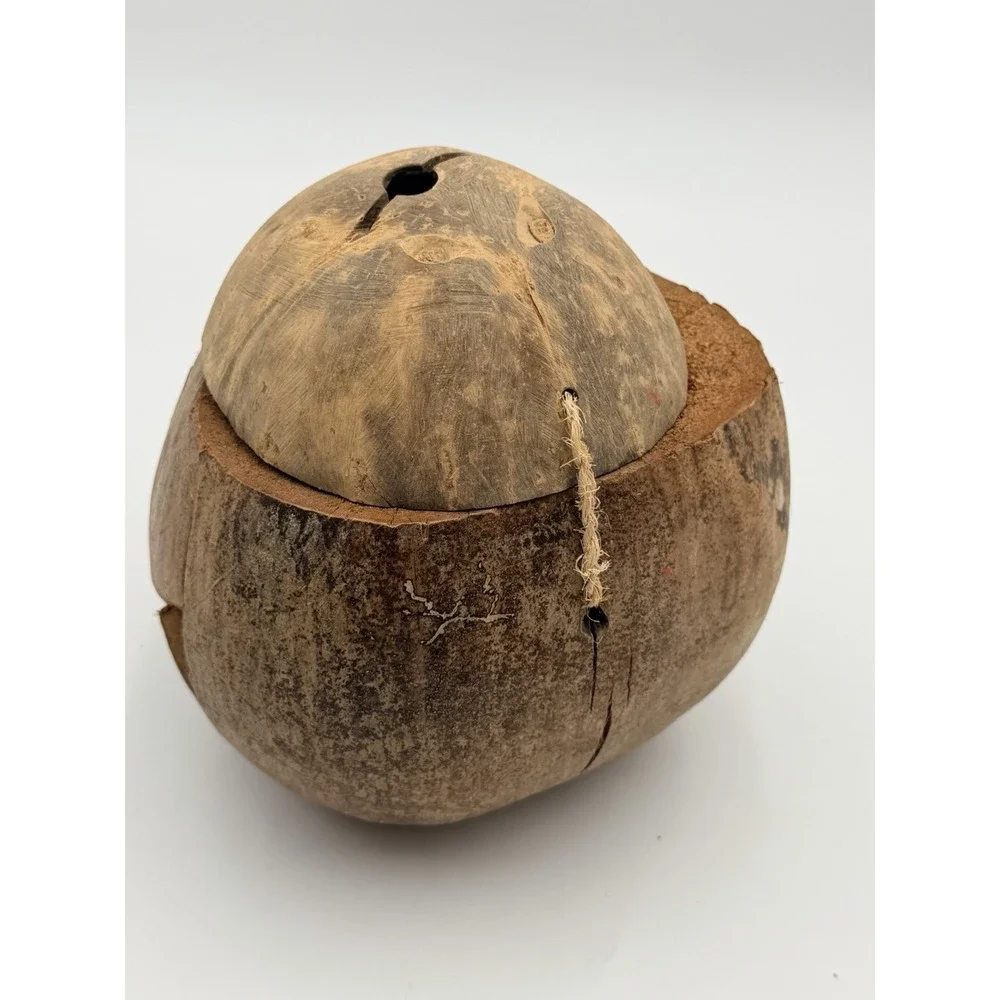 Vintage Carved Coconut Bank Pirate Tiki Bar Decor Philippines Man Cave Folk Art